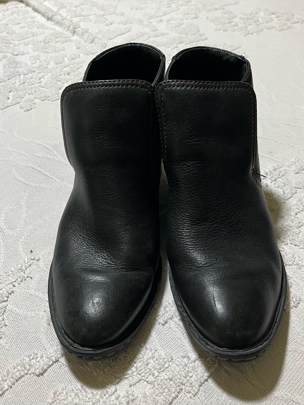 Women’s BOM Black Leather Slip-On Ankle Boots Cabincore Boho Grunge